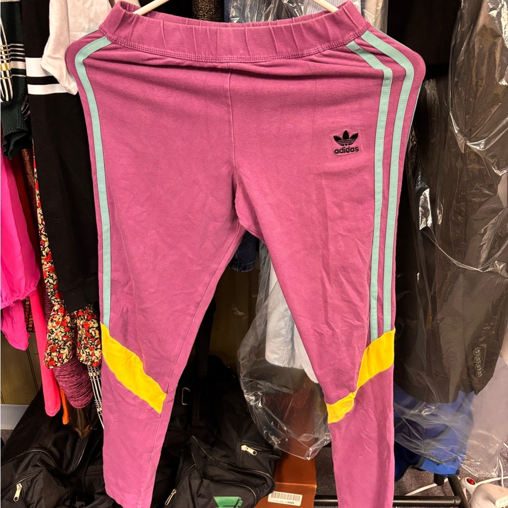 Adidas Pink and Yellow Sweatpants with Sporty Style